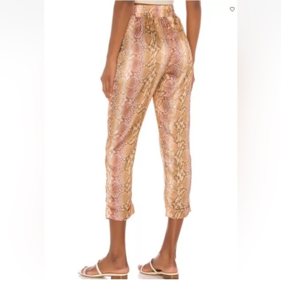 BEACH RIOT Avery High Waist Cropped Pant Size XS Golden Snakeskin Print Satin 79 - Picture 2 of 7